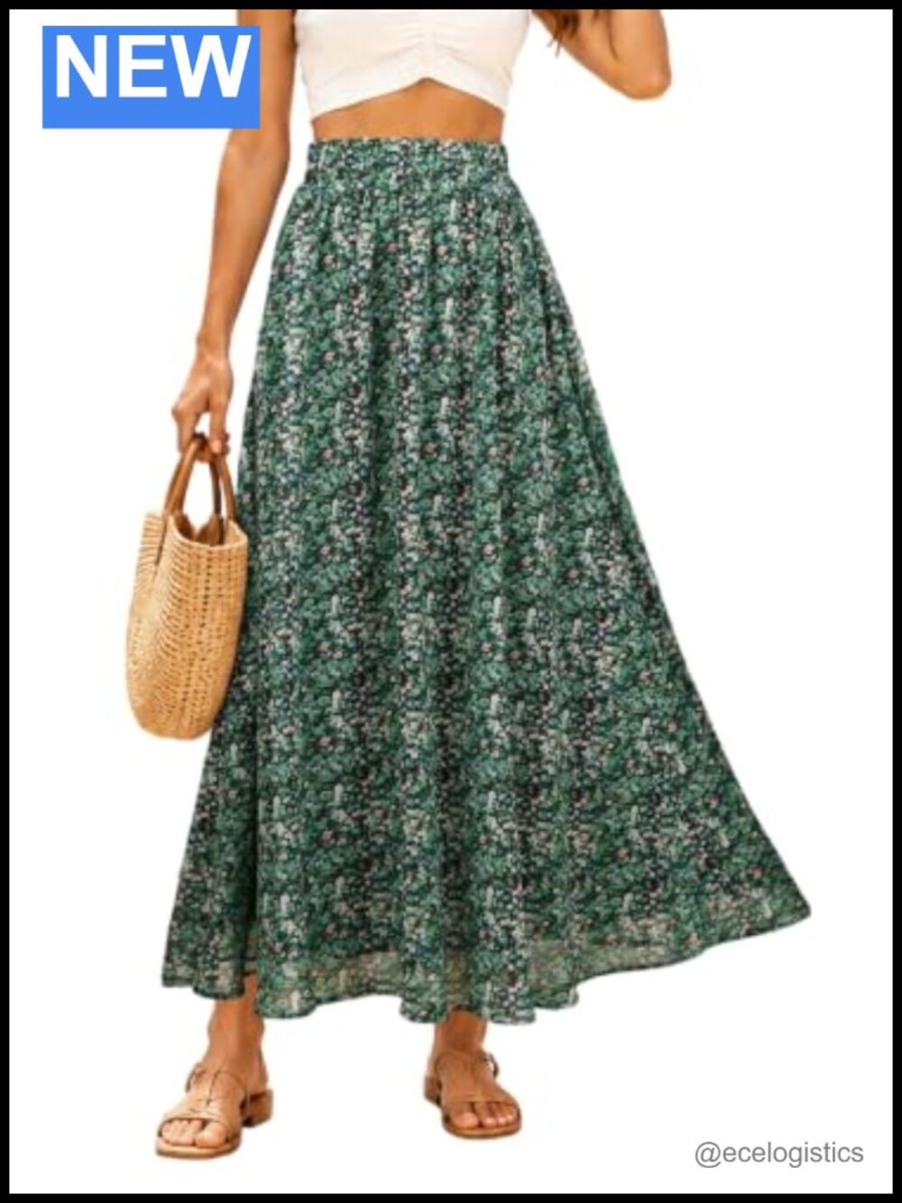 A-Line High Waist Maxi Skirt 95% Polyester 5% Spandex Flowy Chiffon Beach Summer